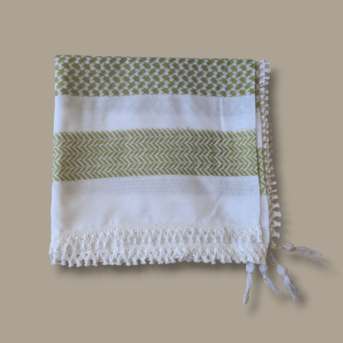 Olive Green on White Keffiyeh/Shemagh