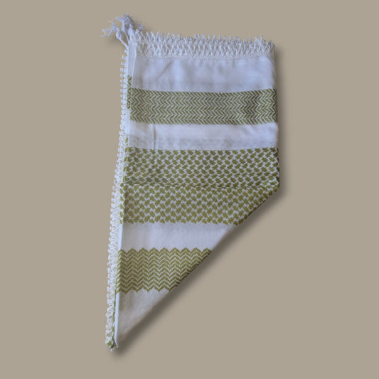 Olive Green on White Keffiyeh/Shemagh