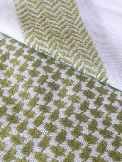 Olive Green on White Keffiyeh/Shemagh