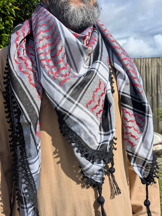 Red on Grey Keffiyeh