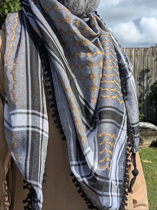 Beige on Grey Keffiyeh