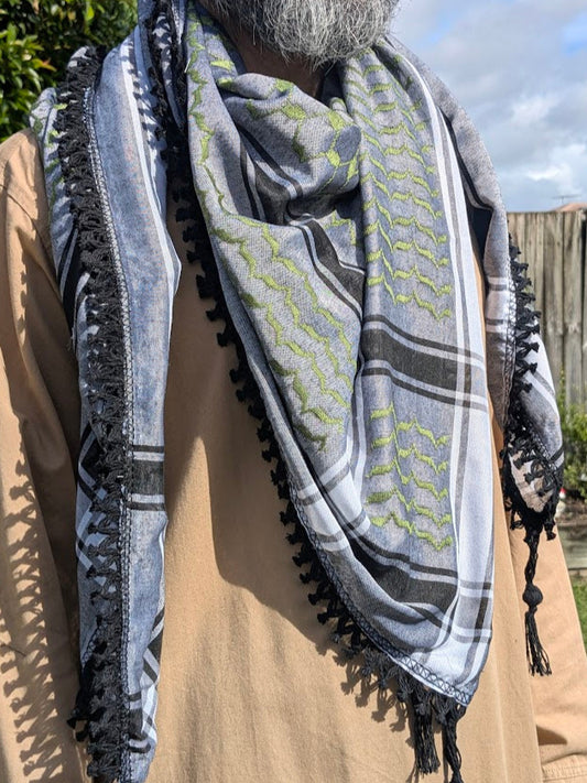 Olive Green on Grey Keffiyeh