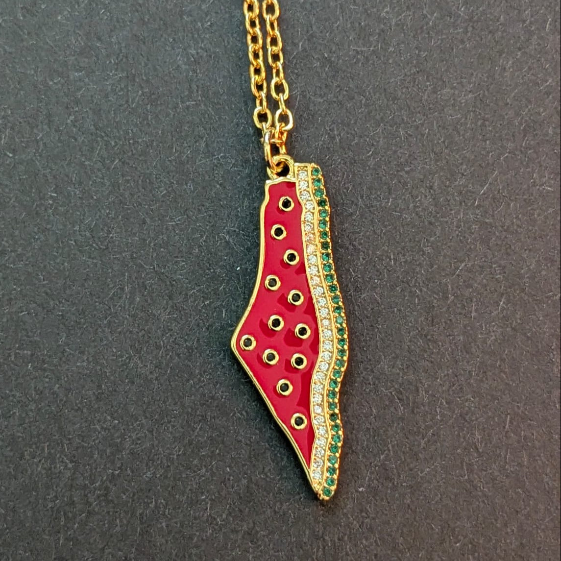Palestine Map shaped Watermelon Necklace