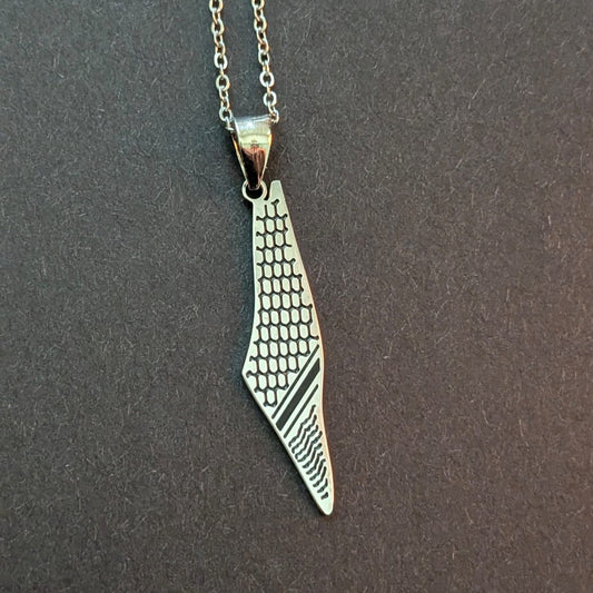 Silver Keffiyeh Palestine Necklace