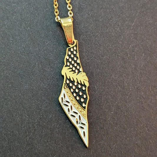 Golden Palestine Map Necklace