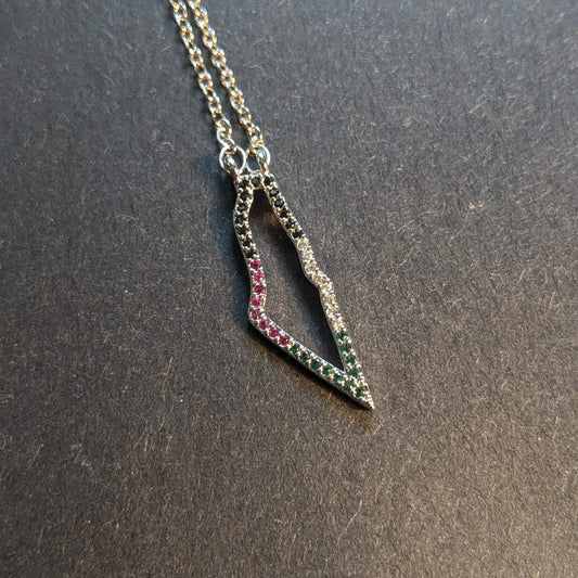 Simple Silver Palestine Map Necklace
